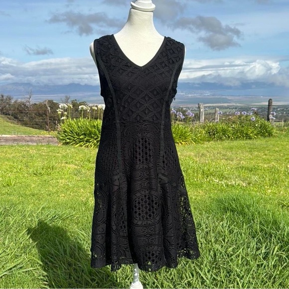 Desigual by Lacroix Black lace Fit and Flare Dress Sleeveless party Going out XL - Picture 2 of 9